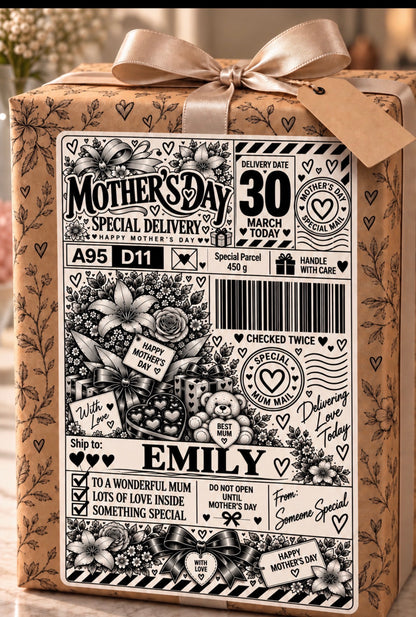 Mother’s Day Special Delivery – Personalised Gift Label | PACK OF: 10, 20, 30, 40