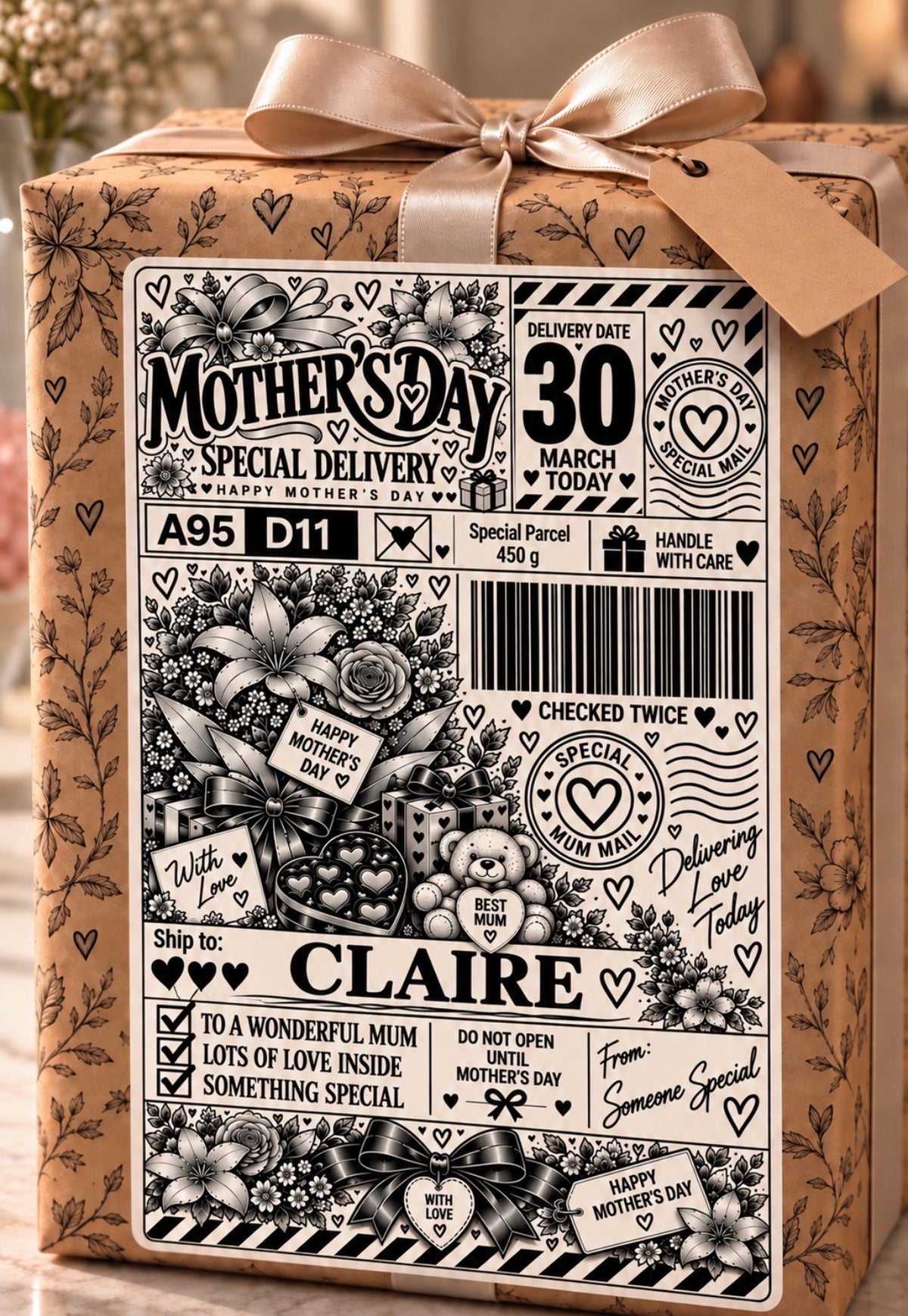 Mother’s Day Special Delivery – Personalised Gift Label | PACK OF: 10, 20, 30, 40