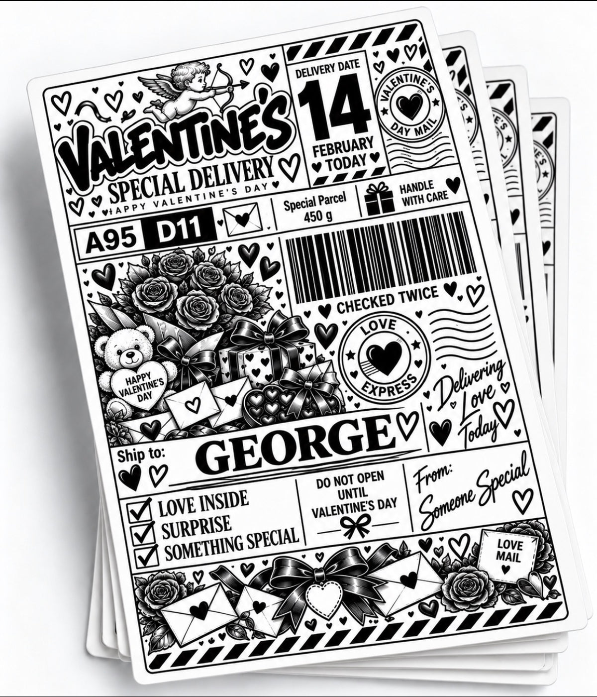 Valentine’s Special Delivery – Personalised Valentine’s Label | PACK OF: 10,20,30,40