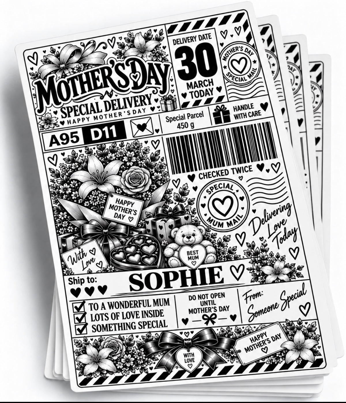 Mother’s Day Special Delivery – Personalised Gift Label | PACK OF: 10, 20, 30, 40