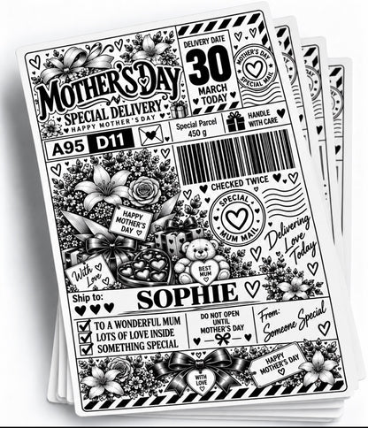 Mother’s Day Special Delivery – Personalised Gift Label | PACK OF: 10, 20, 30, 40