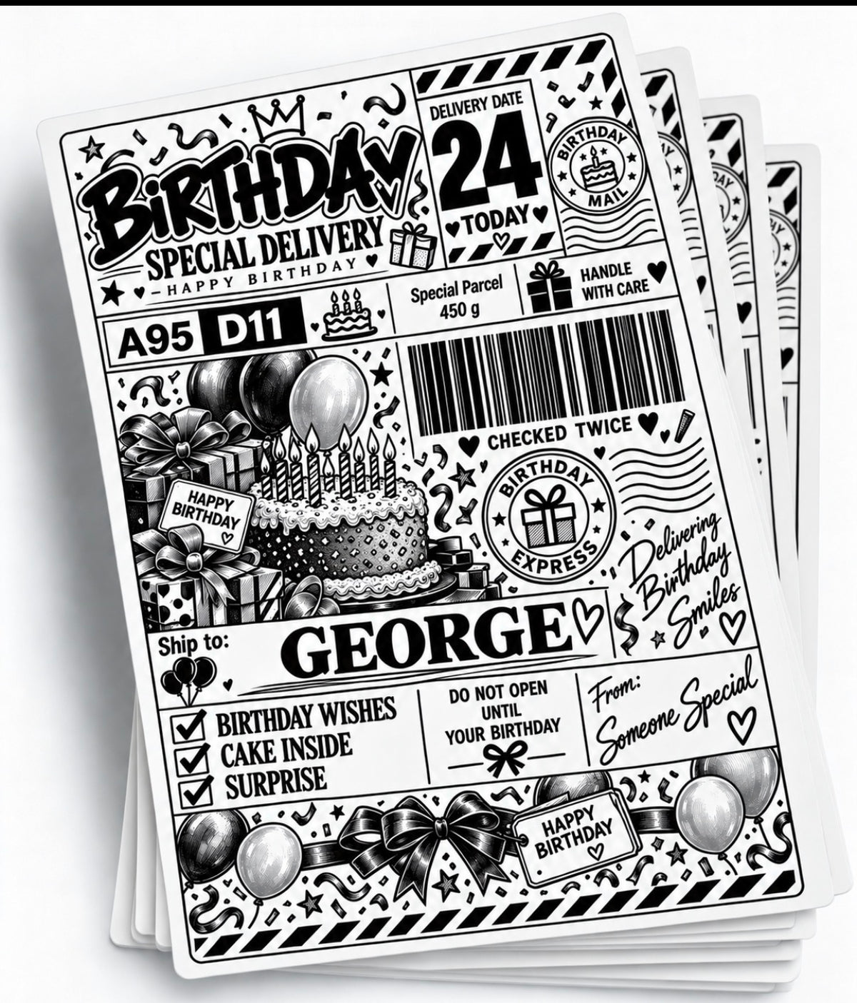 Birthday Mail – Personalised Birthday Label | PACK OF: 10,20,30,40