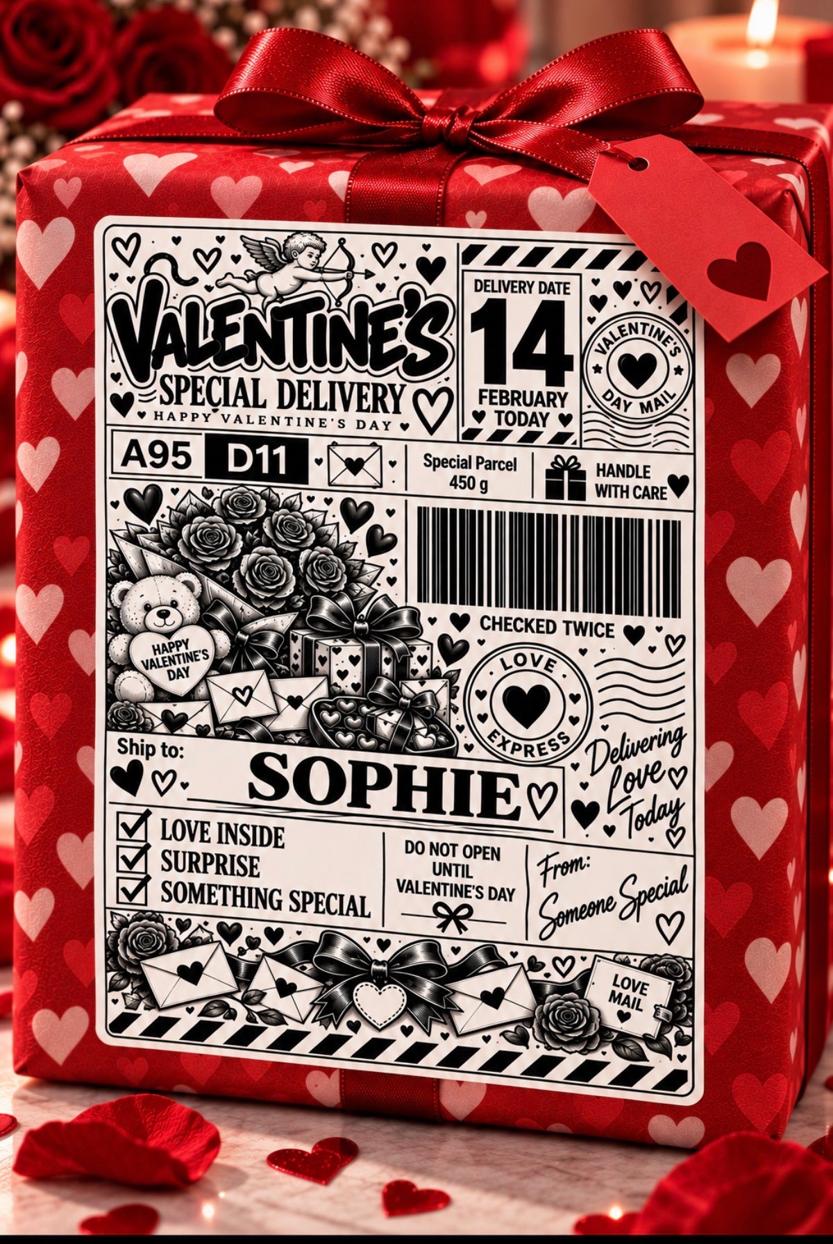 Valentine’s Special Delivery – Personalised Valentine’s Label | PACK OF: 10,20,30,40